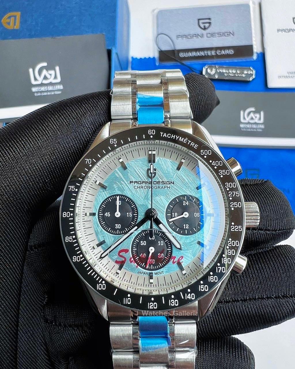 Pagani Design Speedmaster Moonwatch Quartz (Ice Blue Meteorite) PD1701