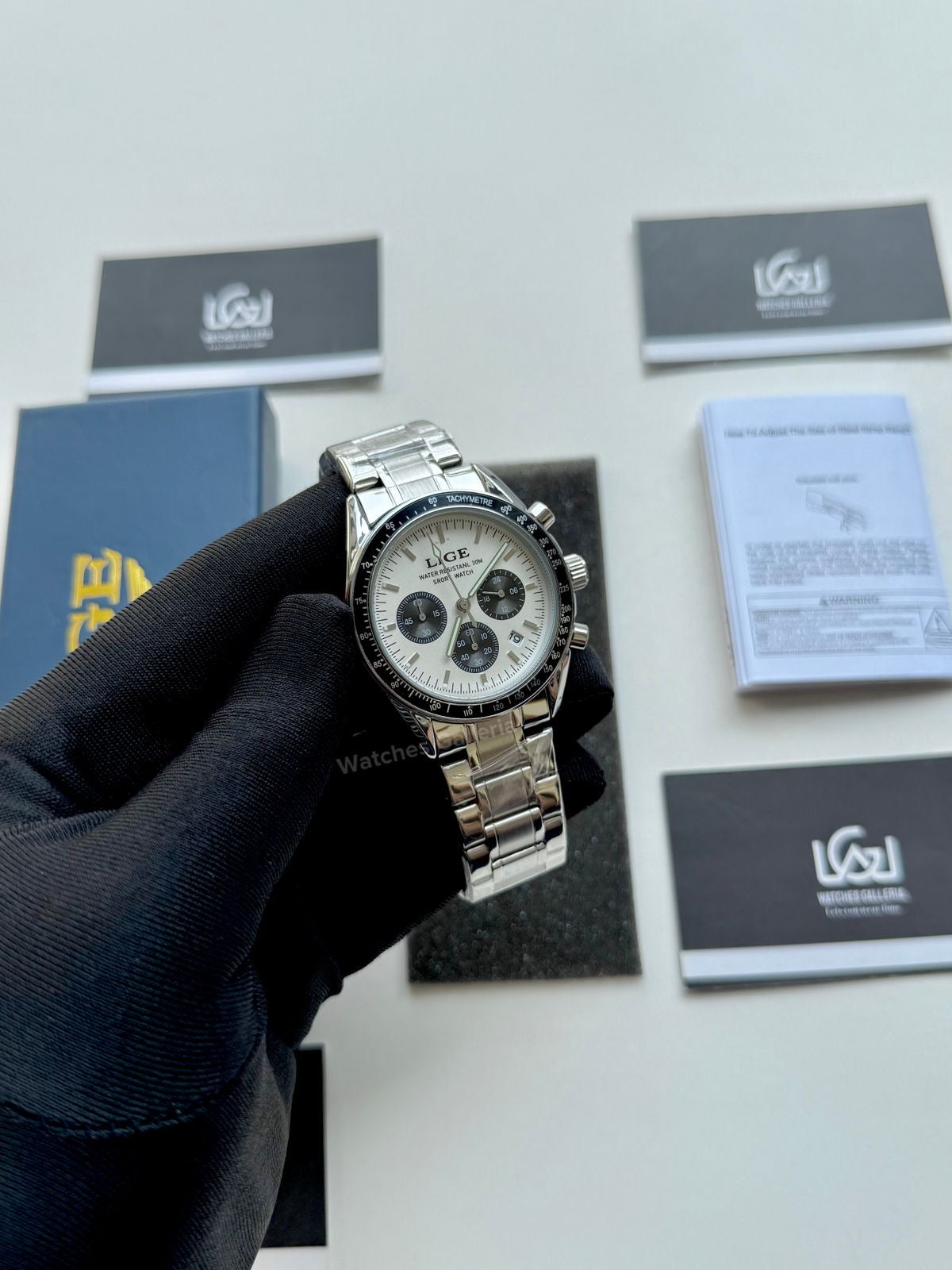 Lige Speedmaster Quartz (White/Black) Lige89137 Watches Galleria © Copyrights All Right Reserved