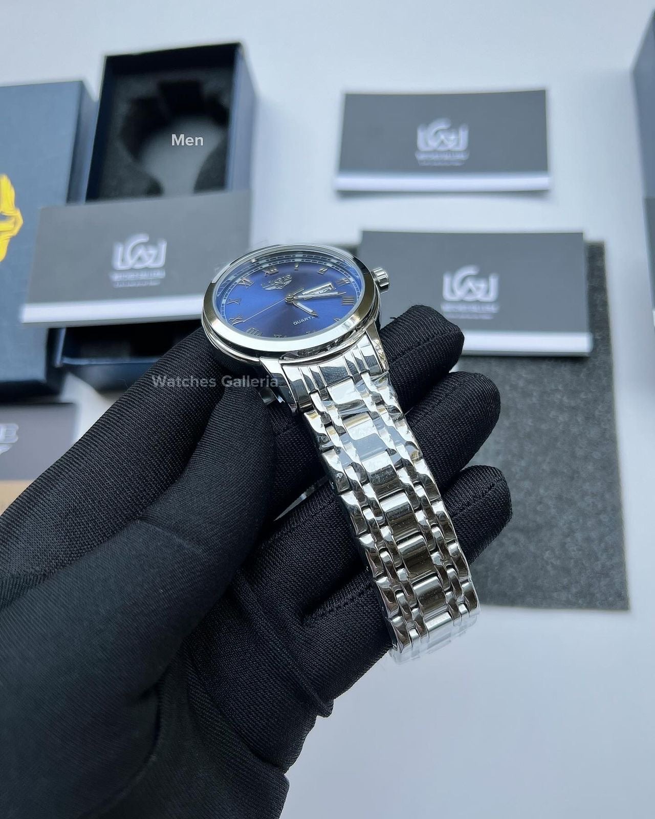Lige Date Day Couple Watch (Silver/Blue) Lige9846 Lige10007