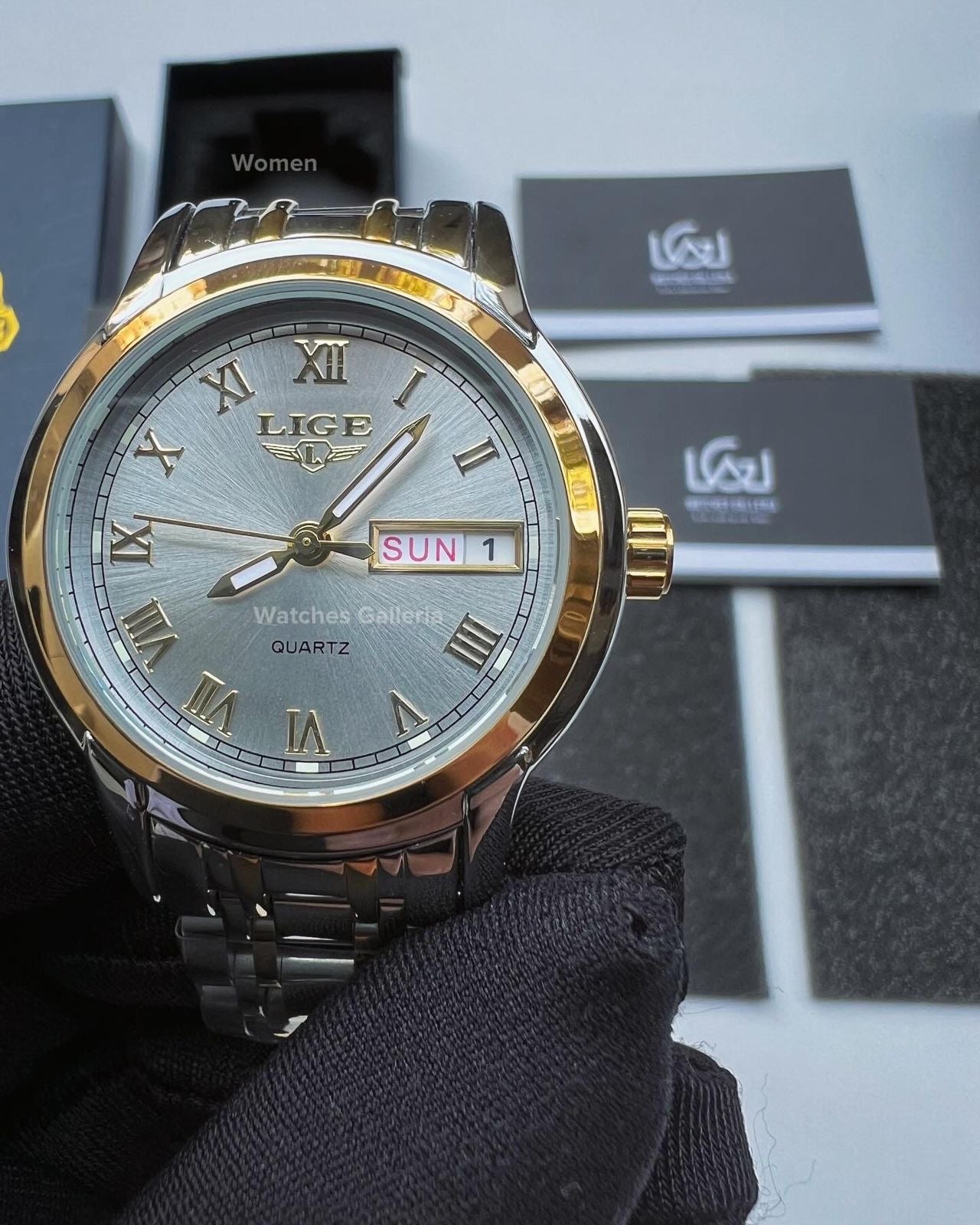 Lige Date Day Couple Watch (Silver/Gold) lige9846 lige 10007L