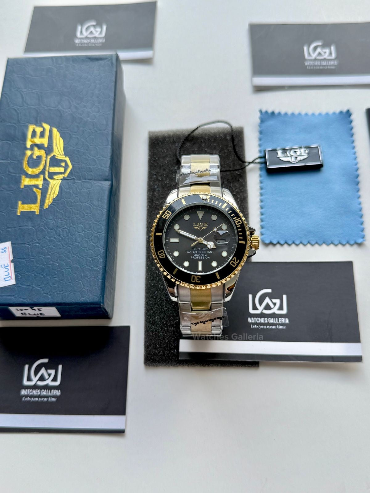 Lige Submariner Two Tone Quartz (Gold/Black) Lige10045 Watches Galleria © Copyrights All Right Reserved