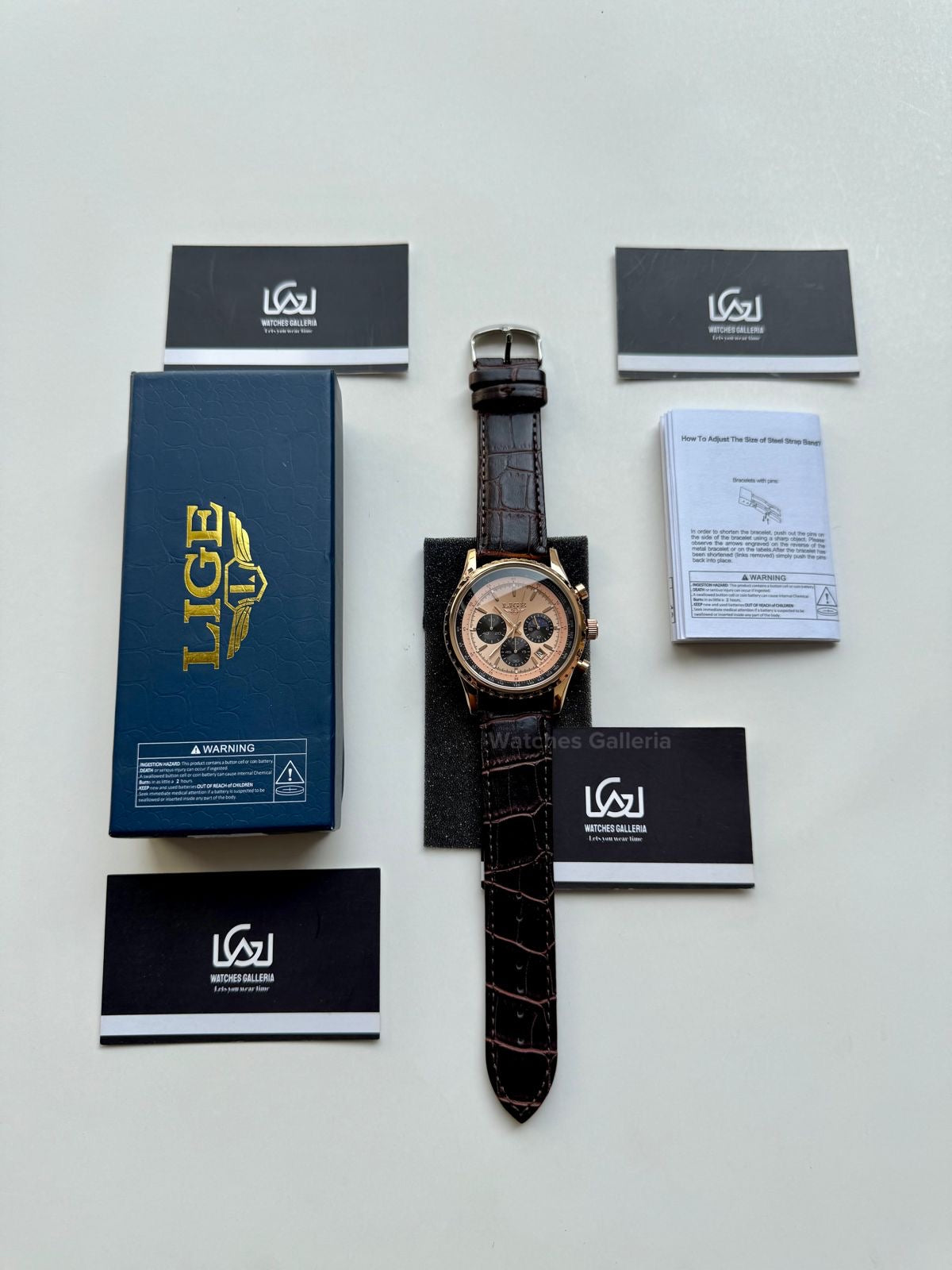 Lige Chronograph Quartz (Rose Gold) Lige8989 Watches Galleria © Copyrights All Right Reserved