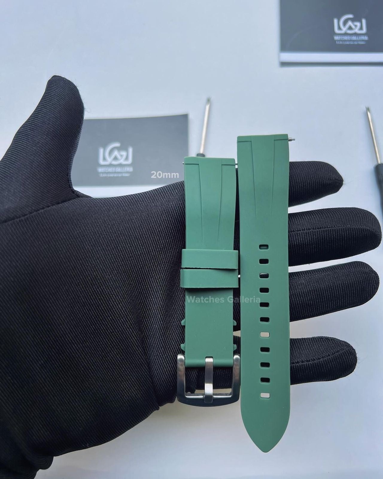 Rubber Straps Quick Release (Army Green Silver Buckle) 20mm or 22mm