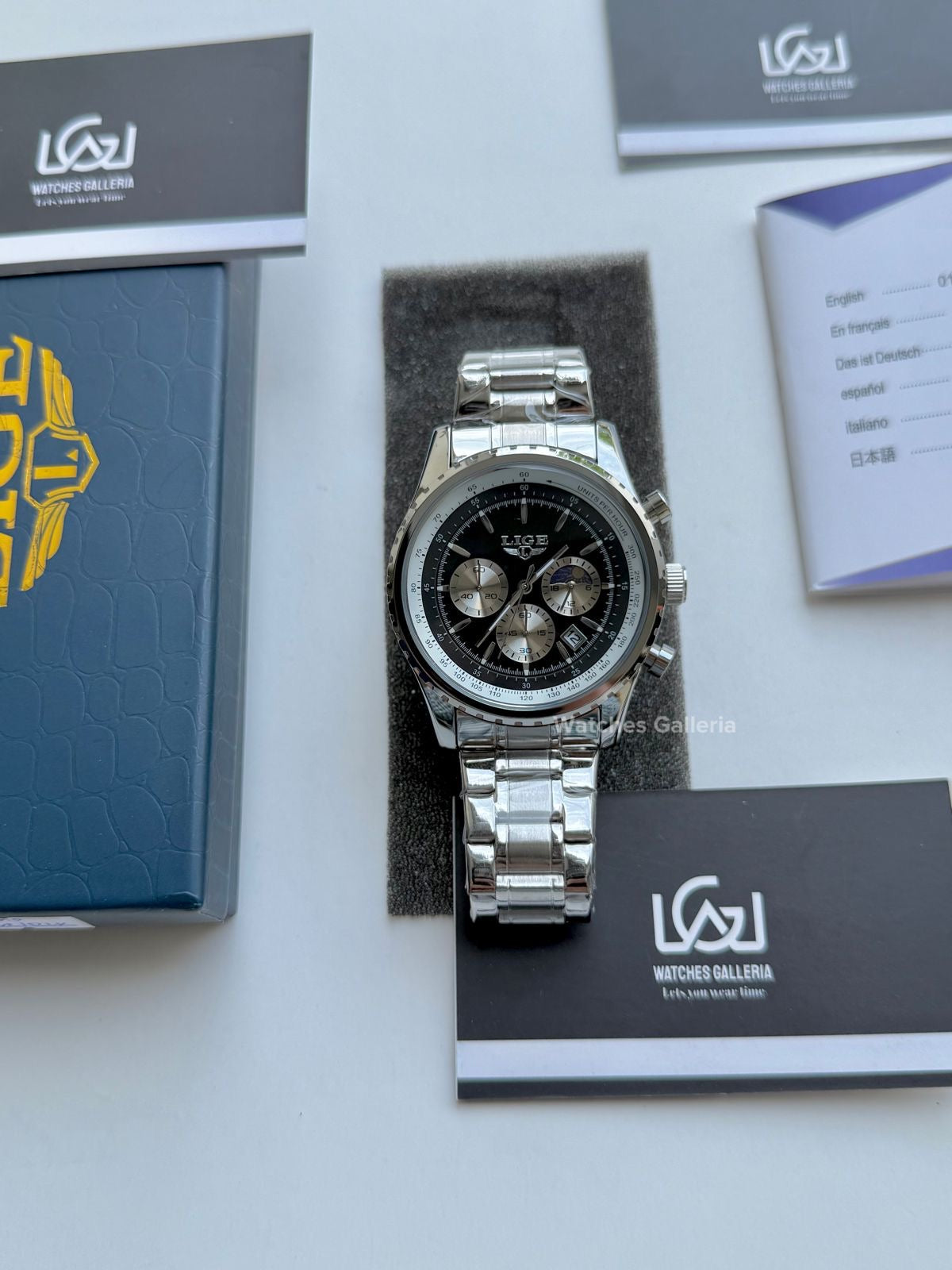 Lige Chronograph Quartz (Black) Lige8989 Watches Galleria