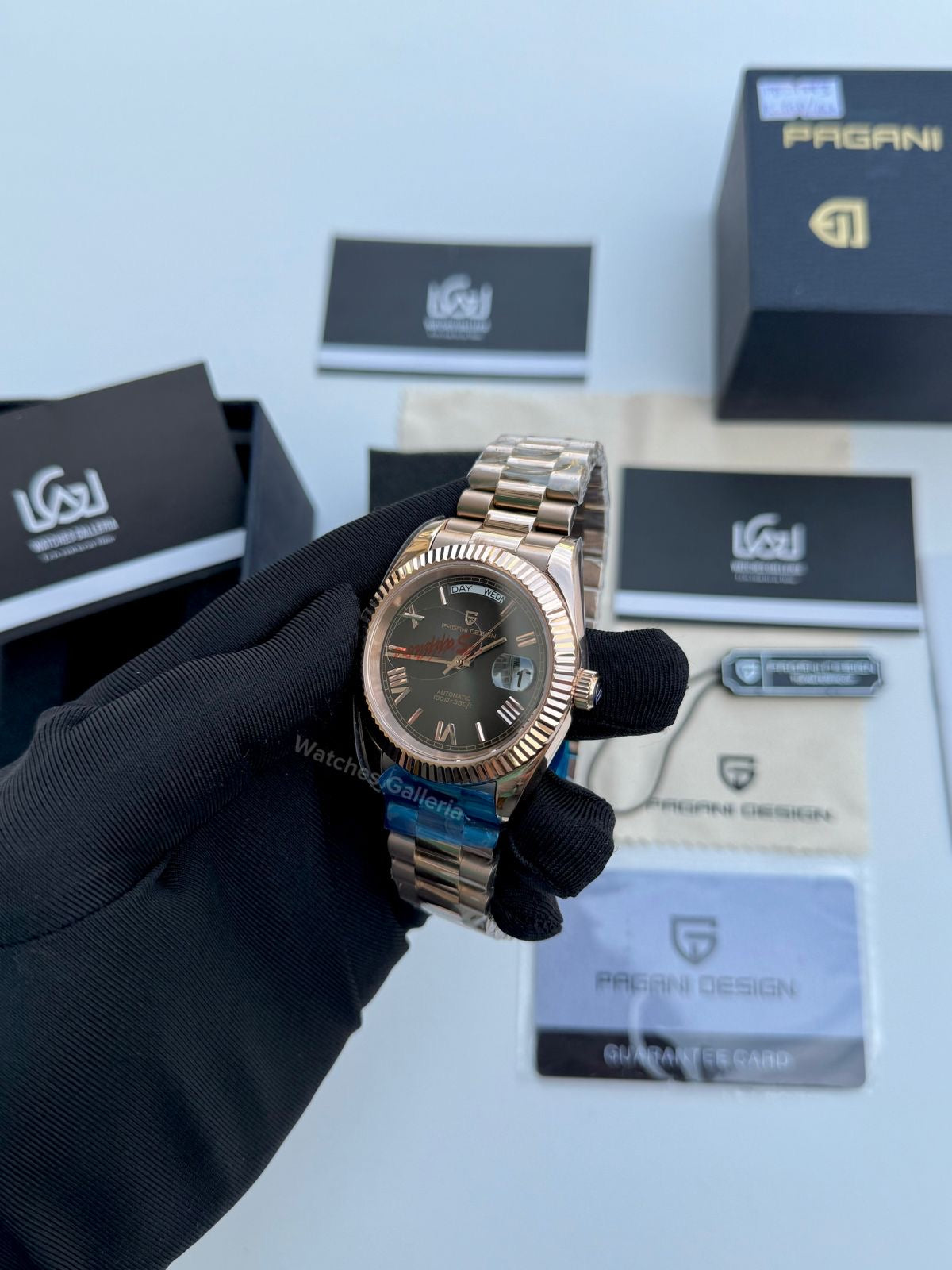 Pagani Design Date Day Automatic (Rose Gold w/ Slate Ombre Dial) PD1783 Watches Galleria