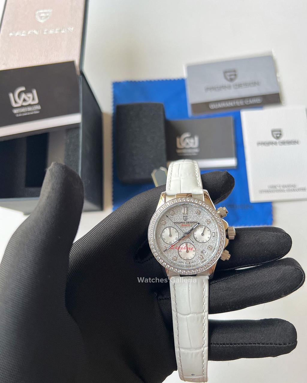 Pagani Design Daytona Stones Quartz Unisex (White) PD1730