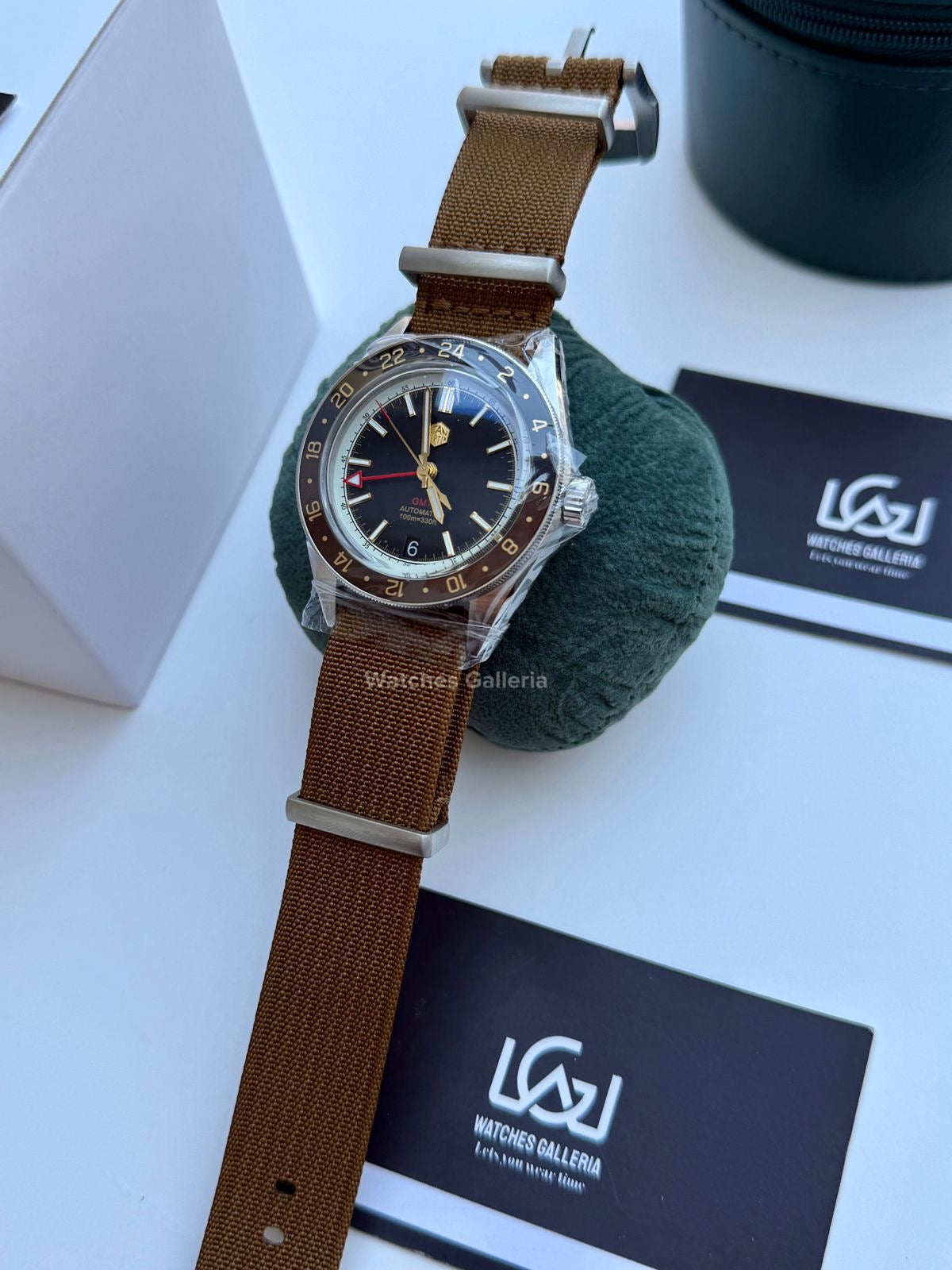 San Martin GMT RootBeer Automatic (Khaki Nato Straps) SN0116 Watches Galleria