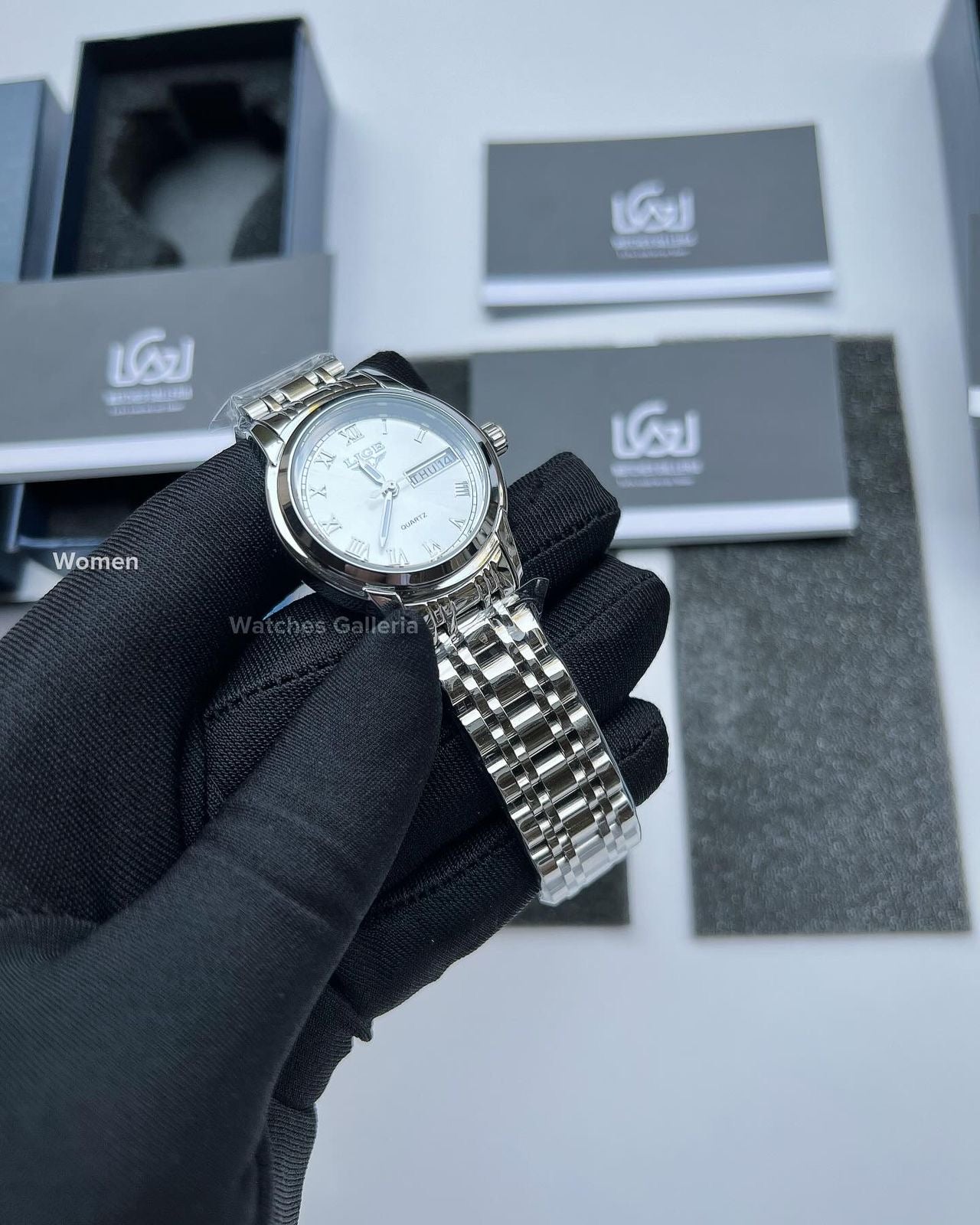 Lige Date Day Couple Watch (Silver) Lige9846 Lige10007L