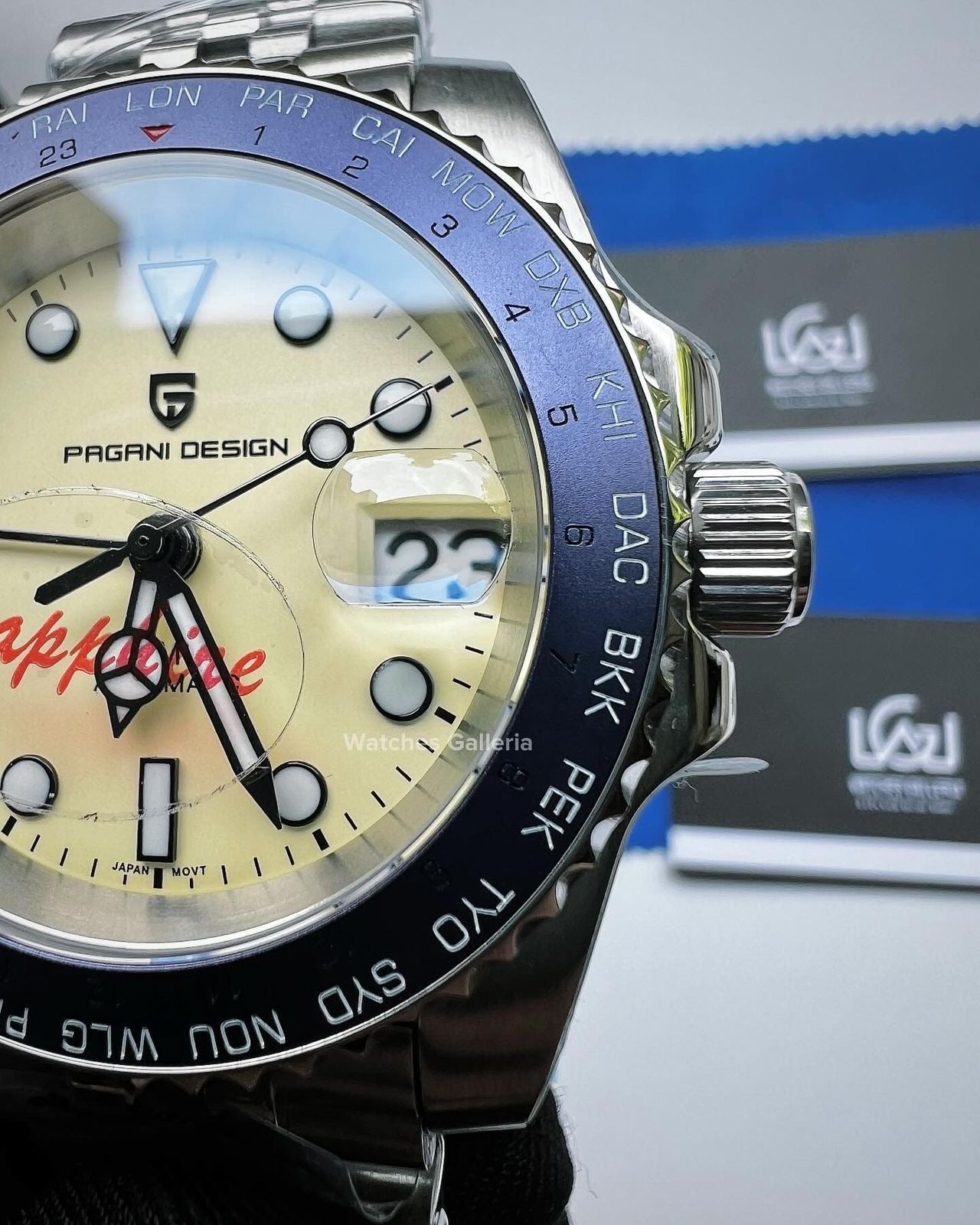Pagani Design World Time GMT Master Automatic (Blue & Yellow) PD1758 Watches Galleria