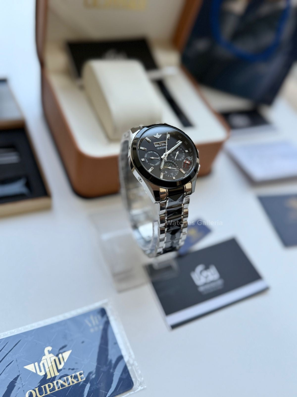 Oupinke Moonphase Two Tone Automatic (Silver/Black) Oupinke3238 Watches Galleria