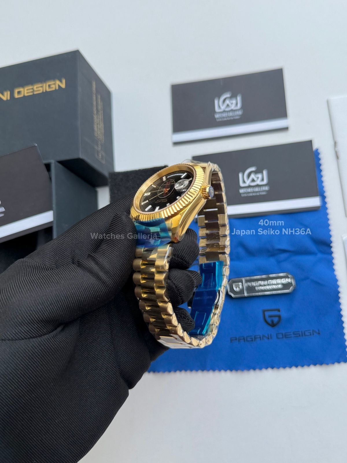 Pagani Design Date Day Automatic 40mm Japan Movement (Gold Black) PD1783 Watches Galleria