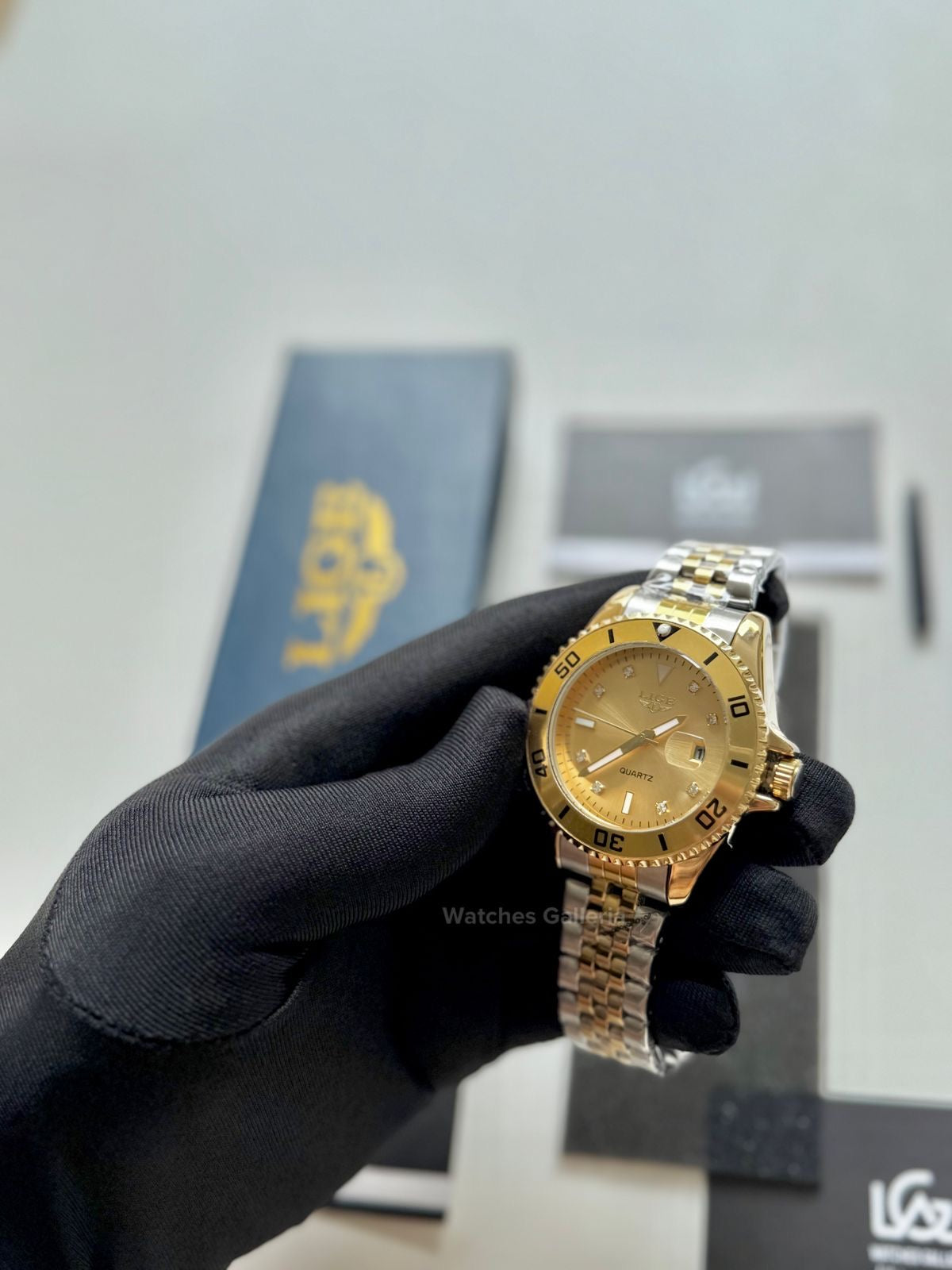 Lige Submariner Quartz (Yellow Gold) Lige89151 Watches Galleria