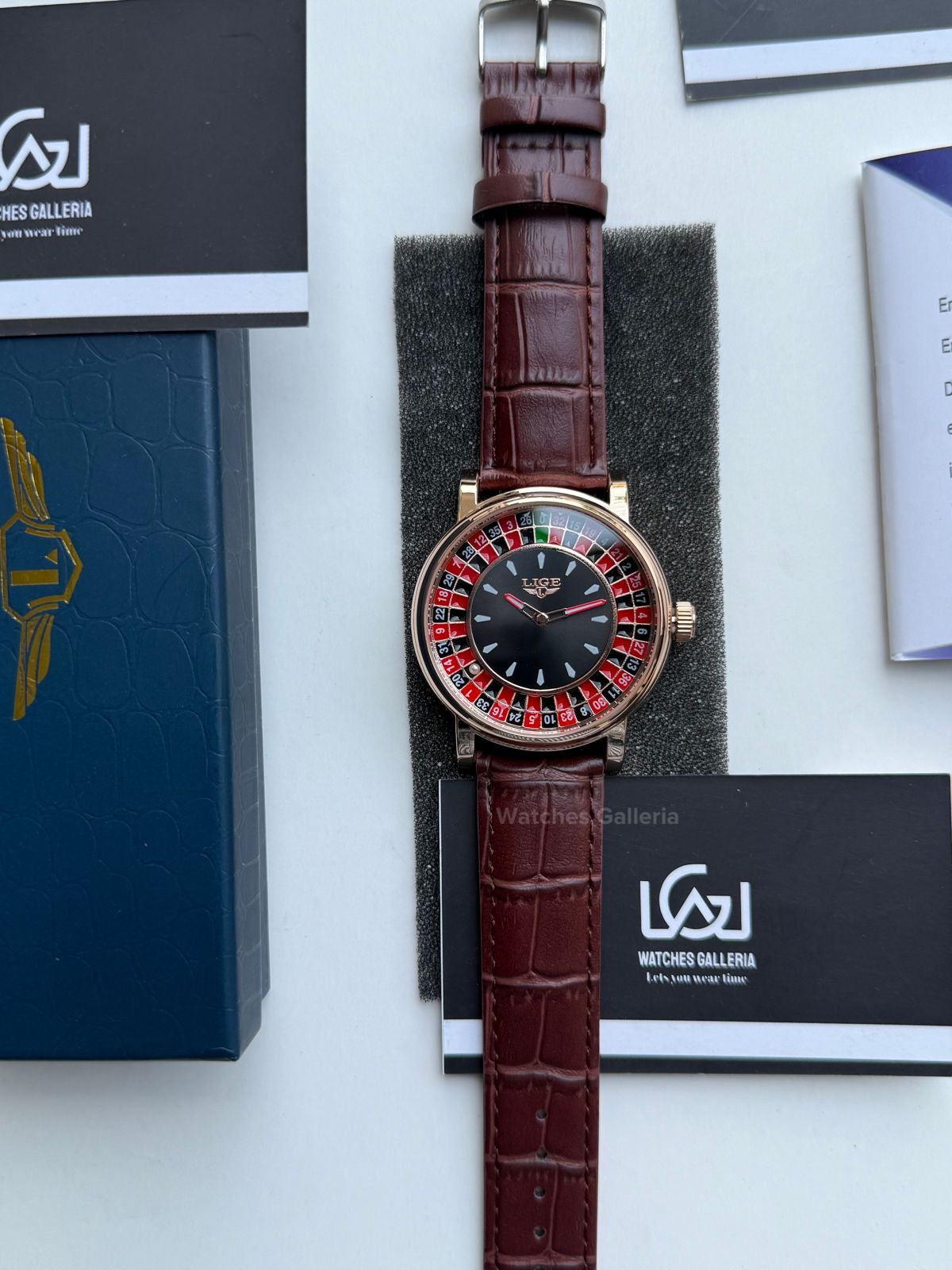 Lige Casino Watch Quartz (Brown -Rose Gold) LG89161 Watches Galleria