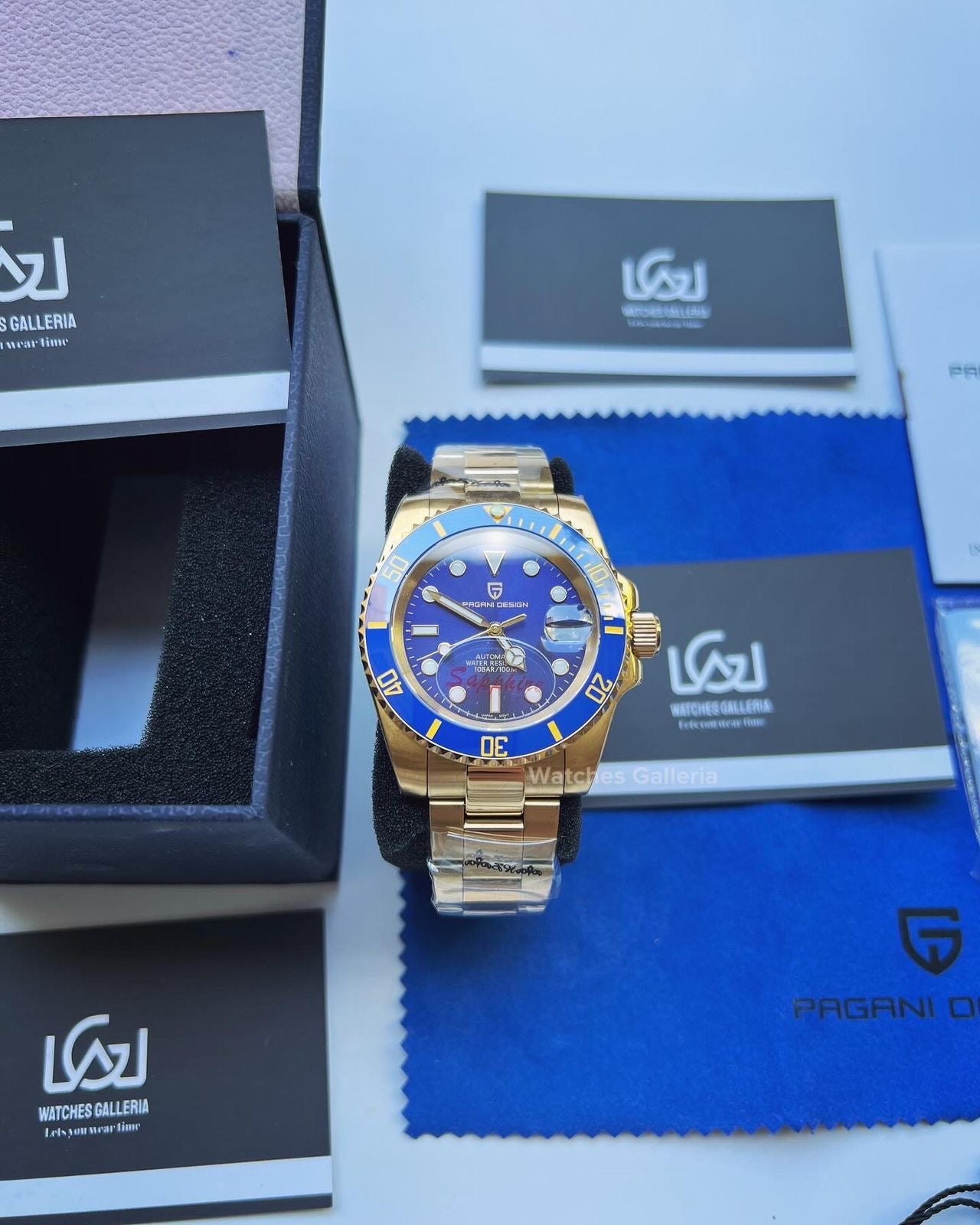 Pagani Design Submariner Date Automatic (Yellow Gold Blue) PD1661 Pagani Design