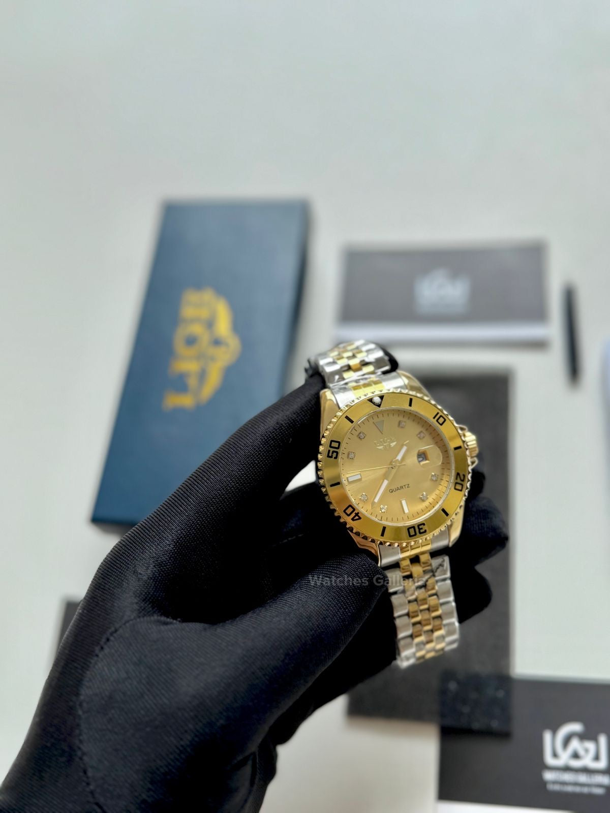 Lige Submariner Quartz (Yellow Gold) Lige89151 Watches Galleria