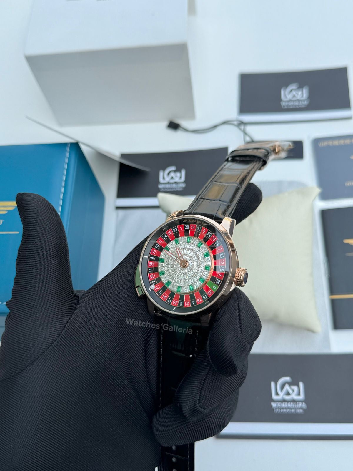 Pindu Design Casino Roulette Button Edition Automatic (Baguette Cut Diamonds) P6628 Watches Galleria