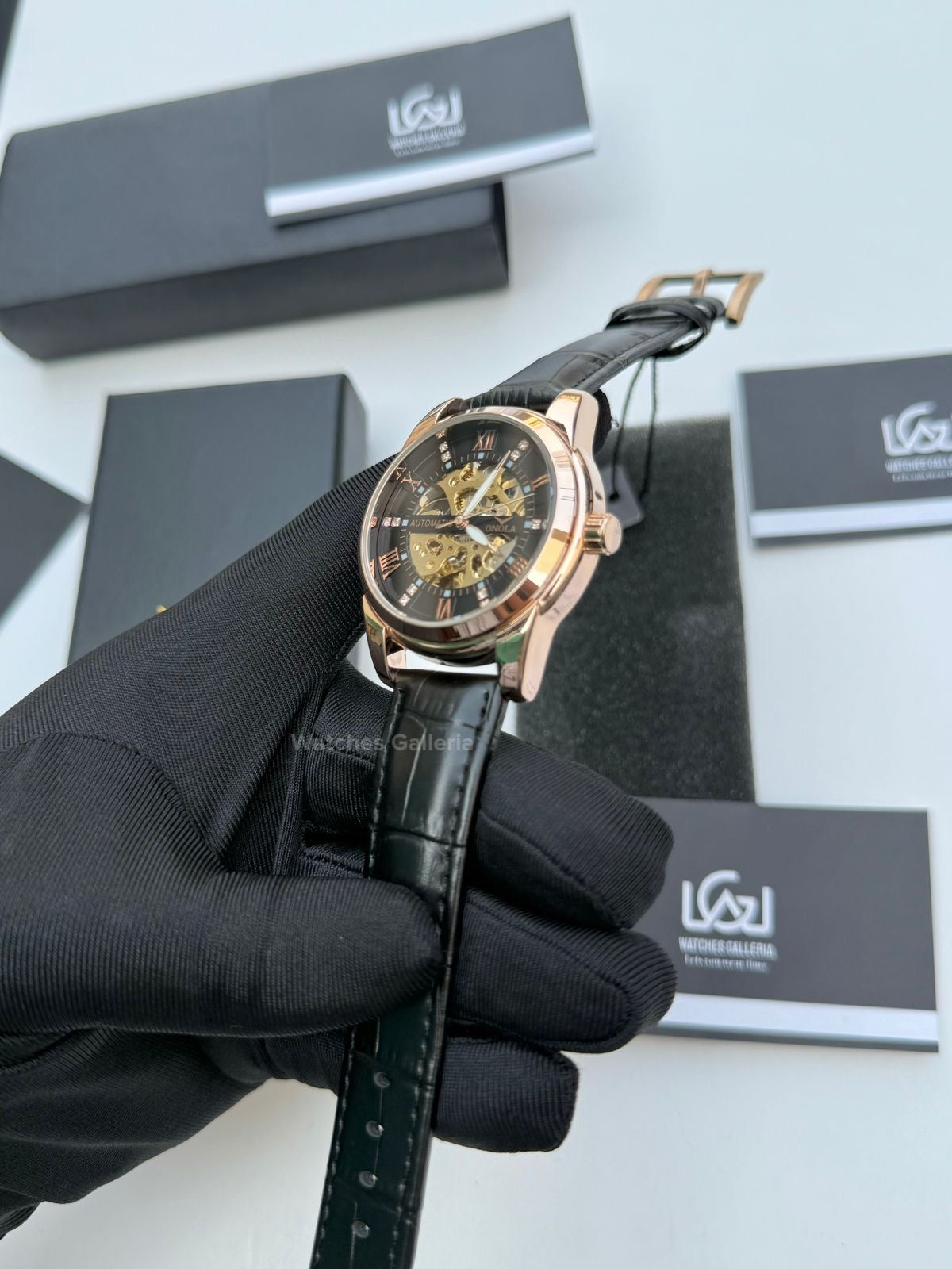 Onola Skeleton Watch Automatic (Rose Gold) ON3861 Watches Galleria
