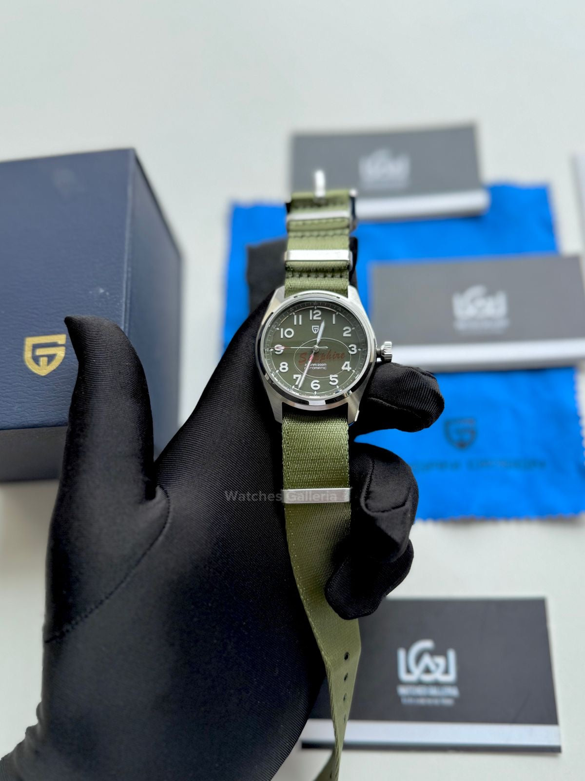Pagani Design Spirit Pilot Automatic (Green-Nylon Bracelet) PD1717 Watches Galleria