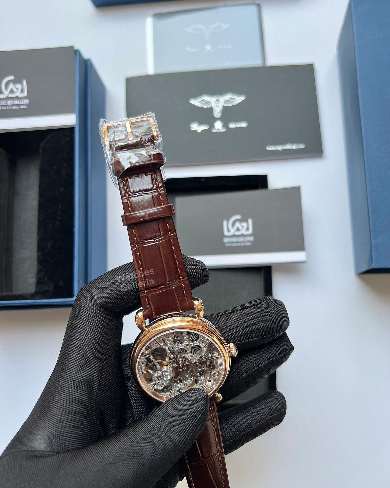 Sugess Skeleton Slimmaster Manual Wind (Brown w/ Rose Gold) SU3600 (Discontinued)