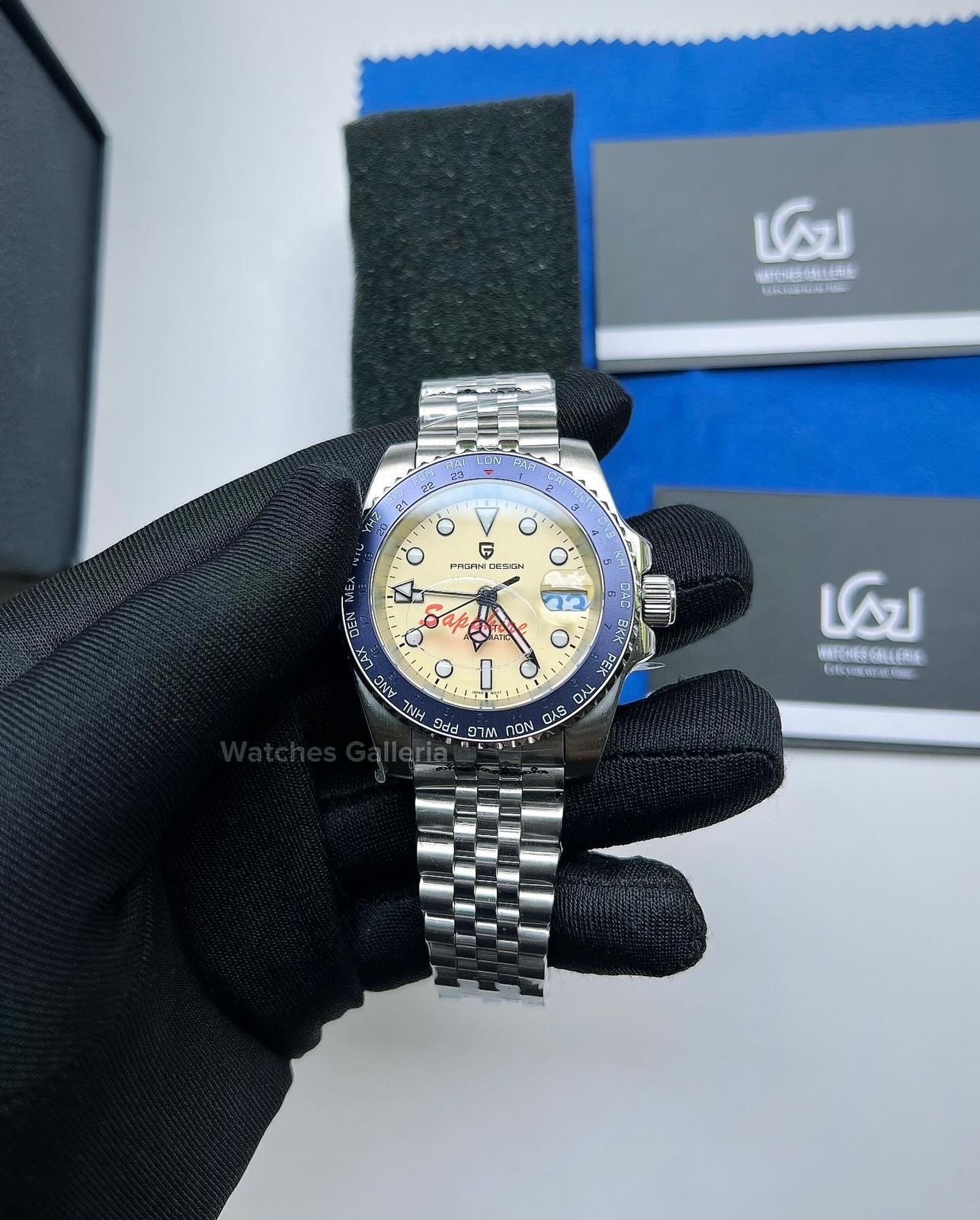 Pagani Design World Time GMT Master Automatic (Blue & Yellow) PD1758 Watches Galleria