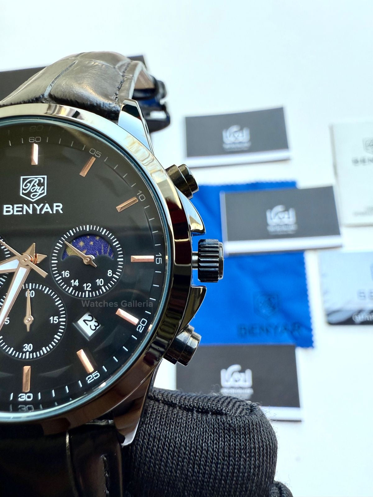 Benyar Chronograph Moonphase Quartz(Black) BY5160 Watches Galleria