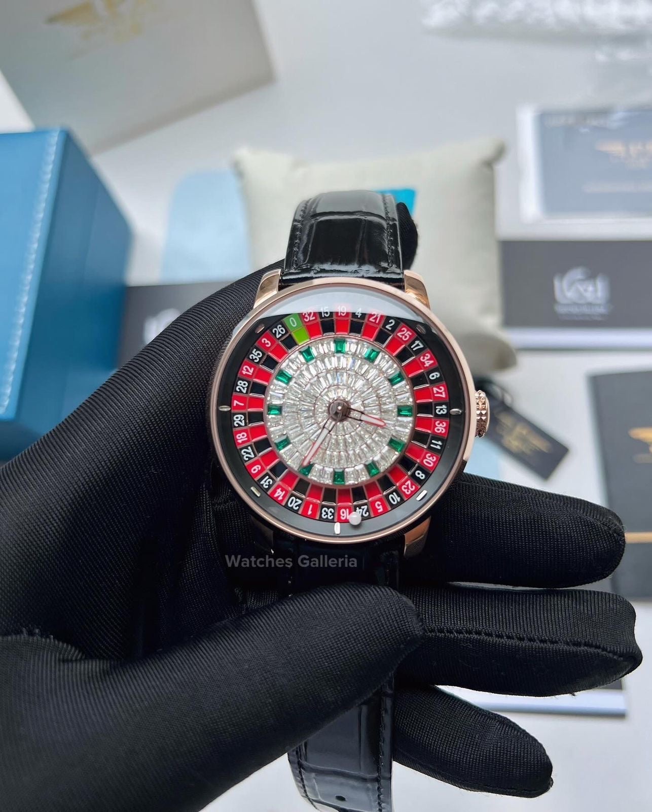 Pindu Design Casino Roulette Watch (Baguette Cut Diamonds Dial) P6617 Watches Galleria