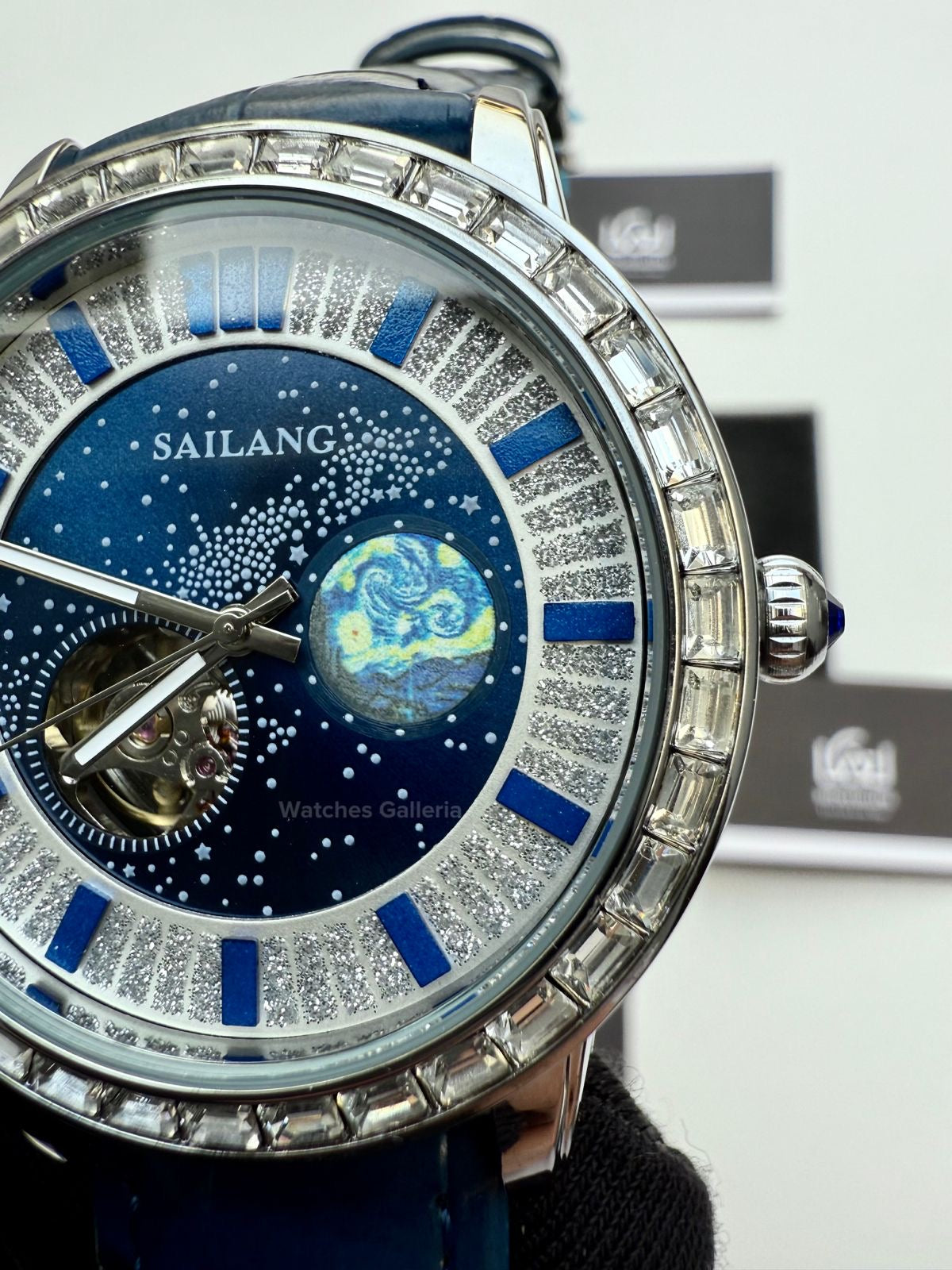 Sailang Moon Dial Open Heart Watch Automatic (Blue) 6603A Watches Galleria