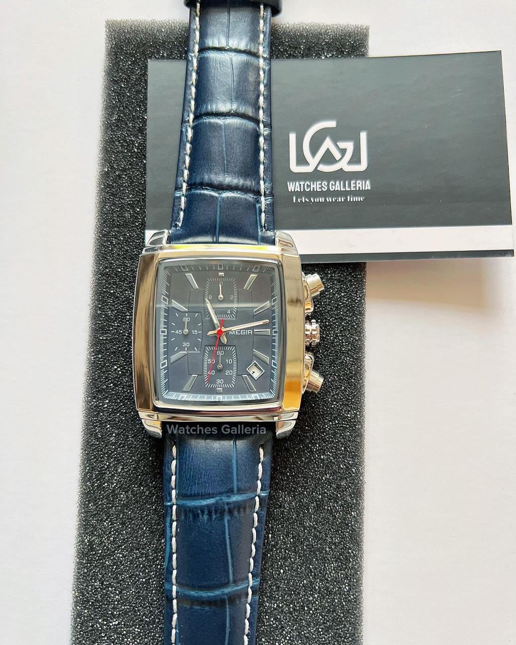 Megir Square Chronograph Quartz (Blue Silver) ML2028