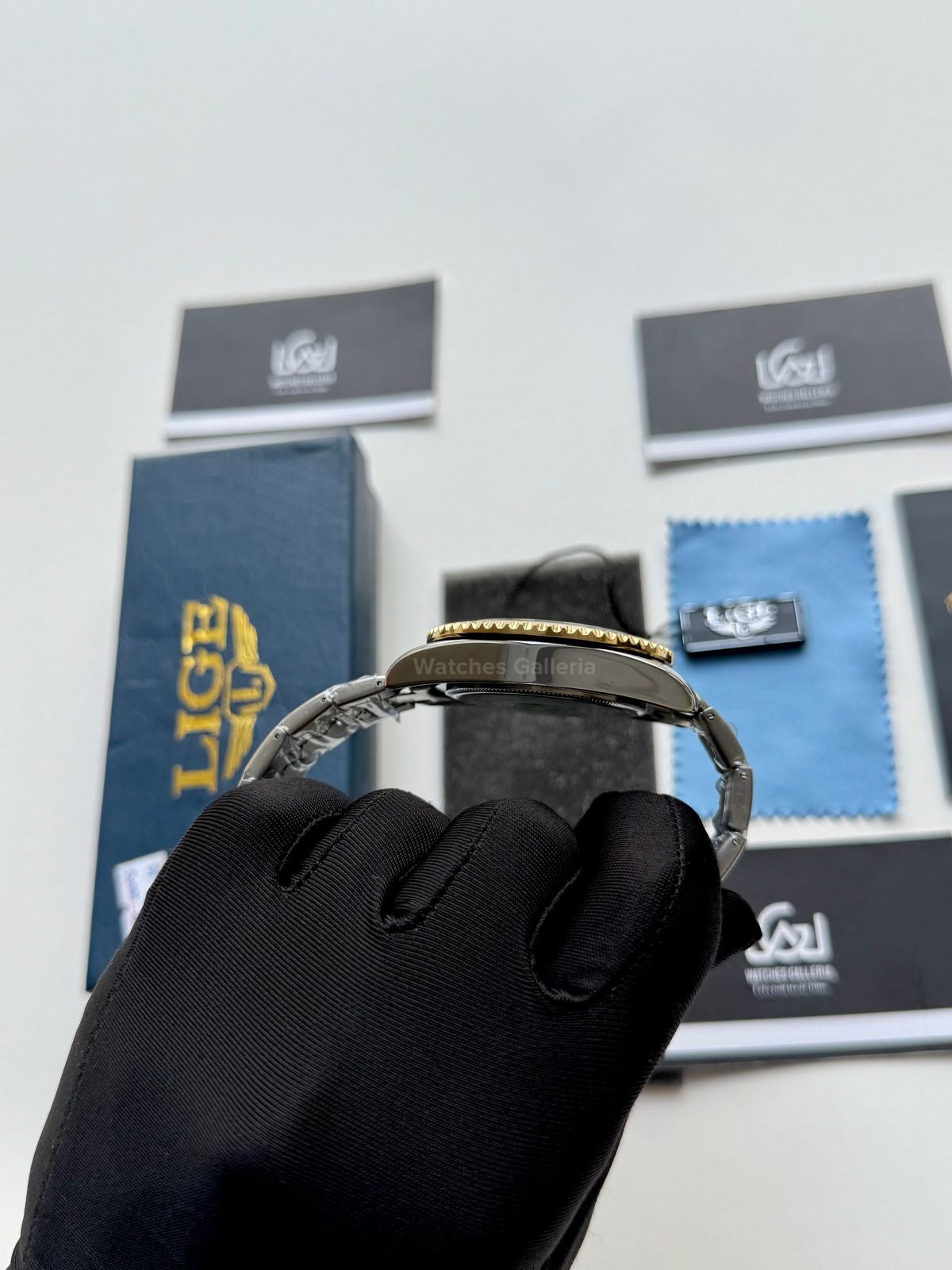 Lige Submariner Two Tone Quartz (Gold/Black) Lige10045 Watches Galleria © Copyrights All Right Reserved