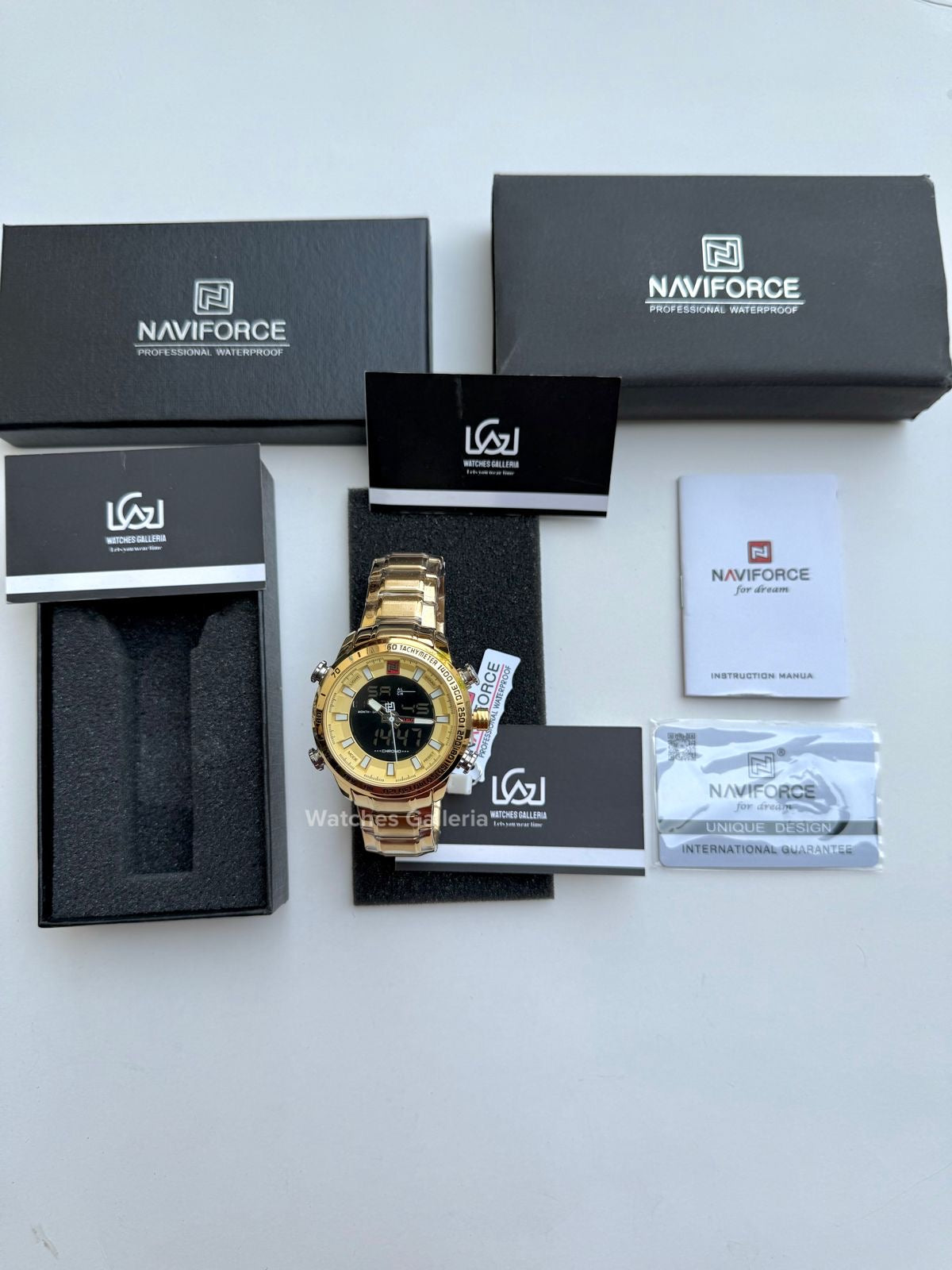 Naviforce Dual Analog and Digital Watch (Gold) NF9093M Watches Galleria