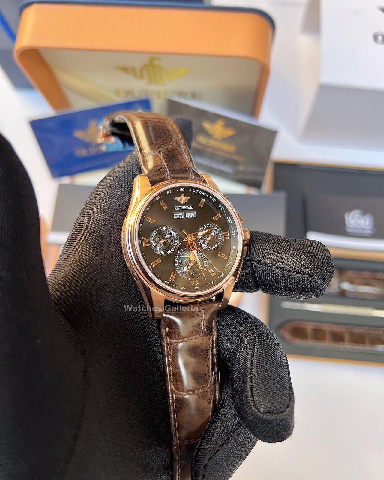 Oupinke Calendar Moonphase Automatic (Brown) 3189