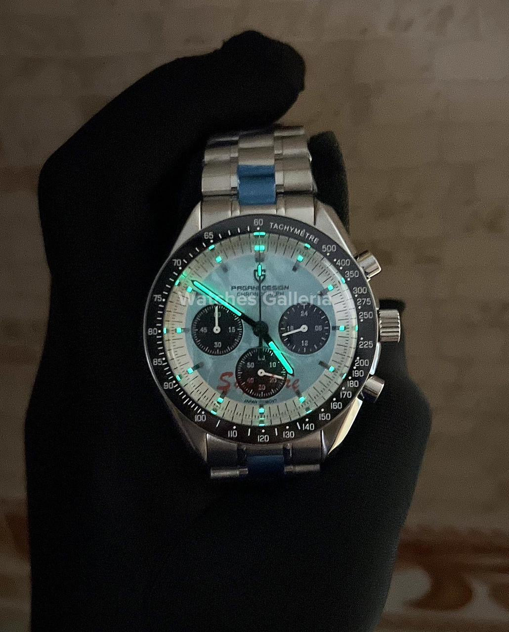 Pagani Design Speedmaster Moonwatch Quartz (Ice Blue Meteorite) PD1701