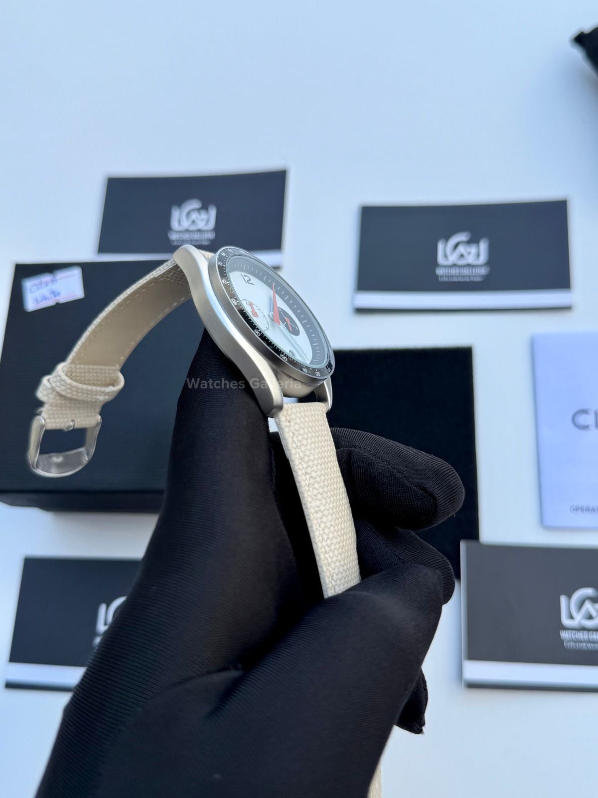 Ciloa Chronograph Leather Quartz (White) ciloa507 Watches Galleria