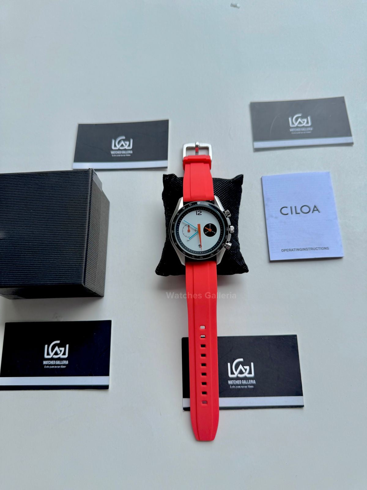 Ciloa Chronograph Leather Quartz (White) ciloa507 Watches Galleria