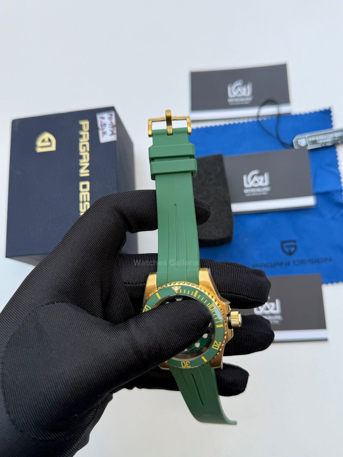 Pagani Design Submariner Hulk Gold Automatic (Silicon Straps Edition) PD1661 Watches Galleria