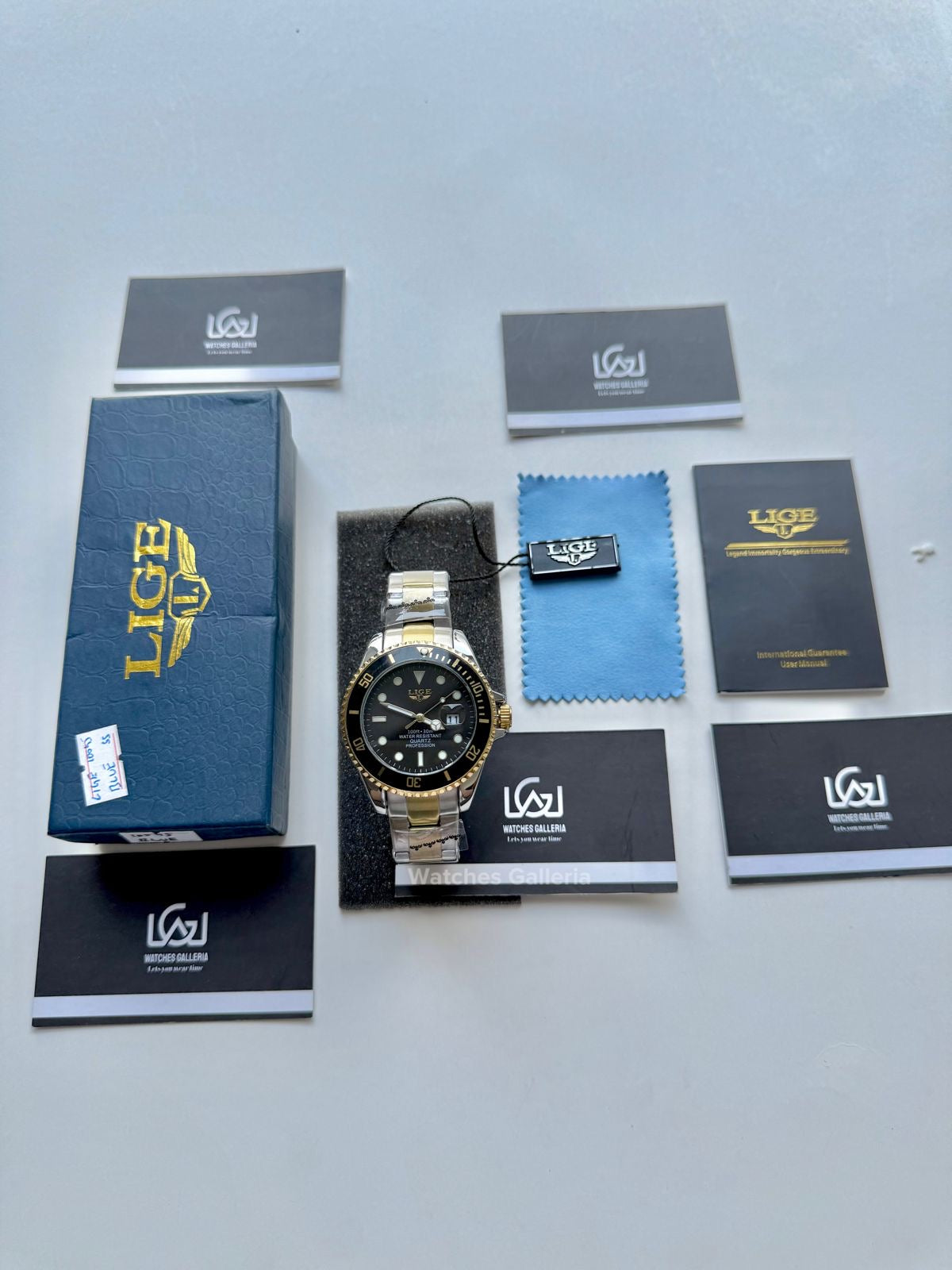 Lige Submariner Two Tone Quartz (Gold/Black) Lige10045 Watches Galleria © Copyrights All Right Reserved