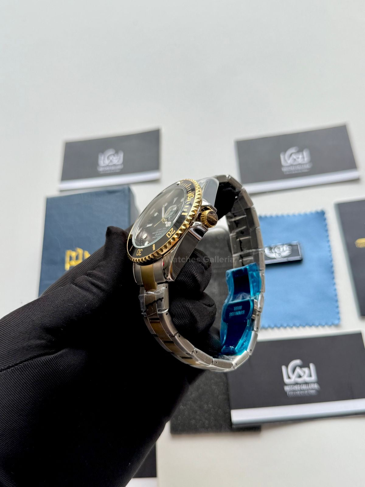 Lige Submariner Two Tone Quartz (Gold/Black) Lige10045 Watches Galleria © Copyrights All Right Reserved