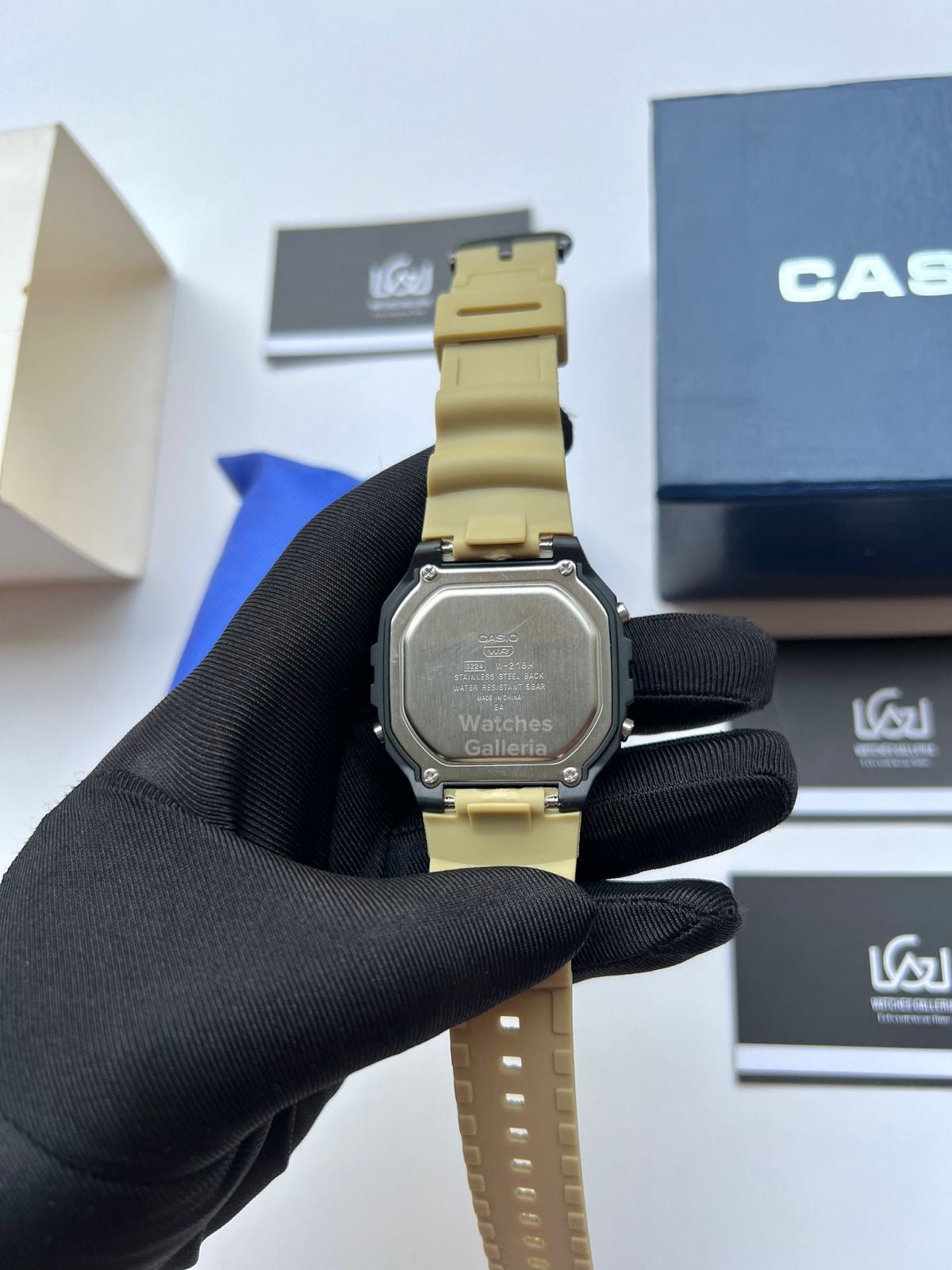 Casio Sports Digital Watch Khaki Exclusive (White Display) W218H Watches Galleria