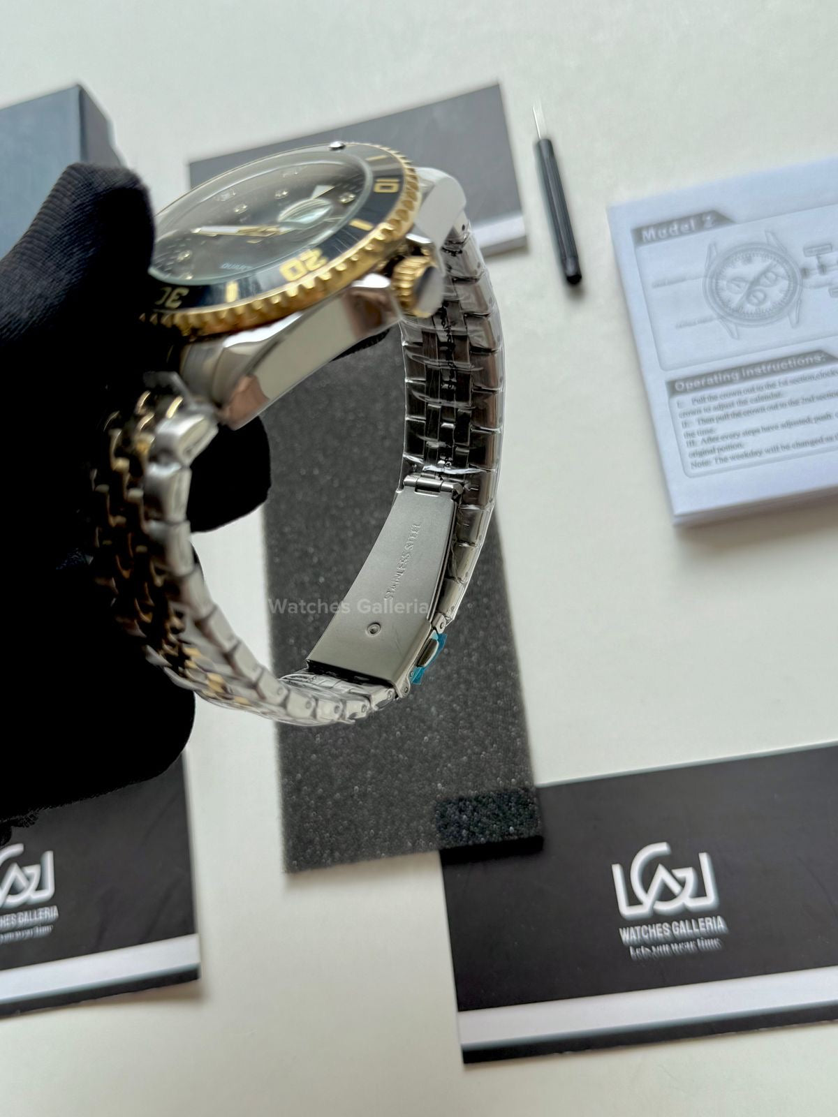 Lige Submariner Quartz (Gold/Black) Lige89151 Watches Galleria
