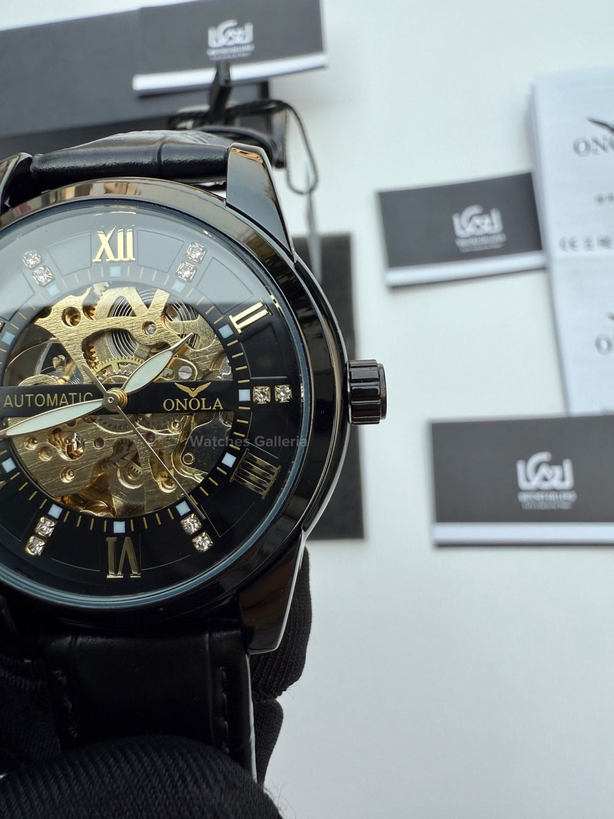 Onola Skeleton Watch Automatic (Black) ON3861 Watches Galleria