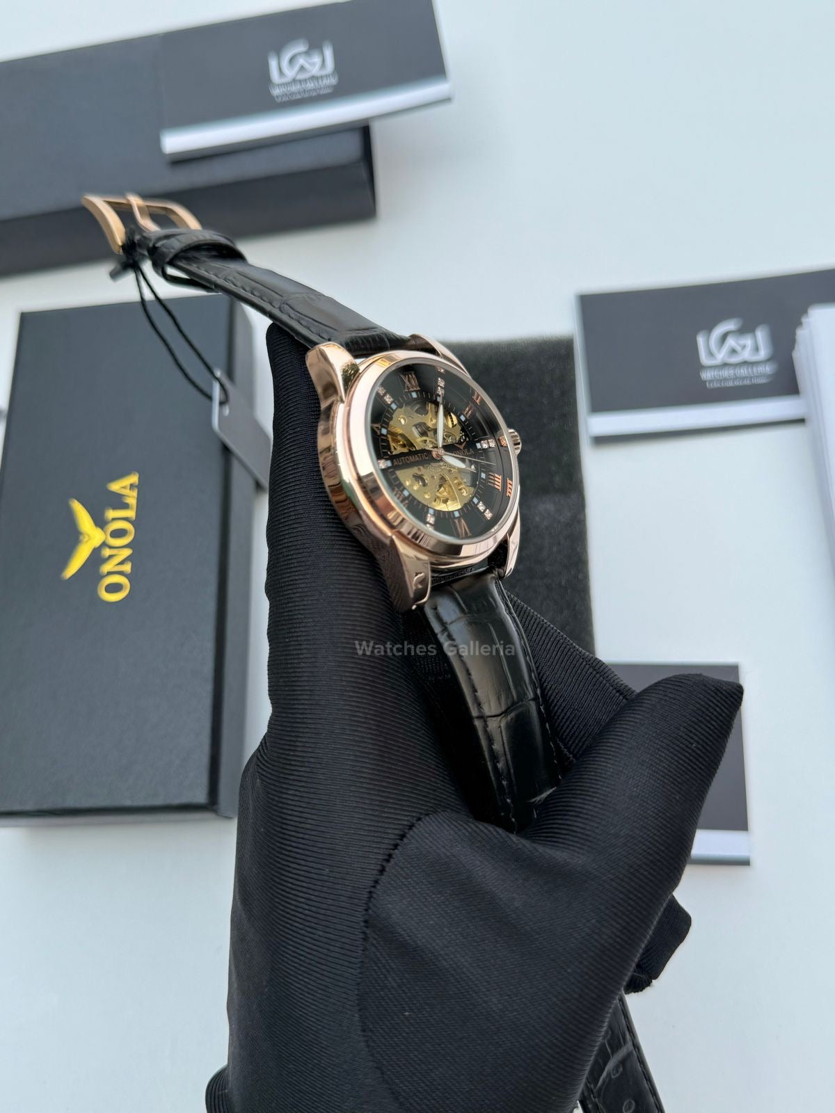 Onola Skeleton Watch Automatic (Rose Gold) ON3861 Watches Galleria