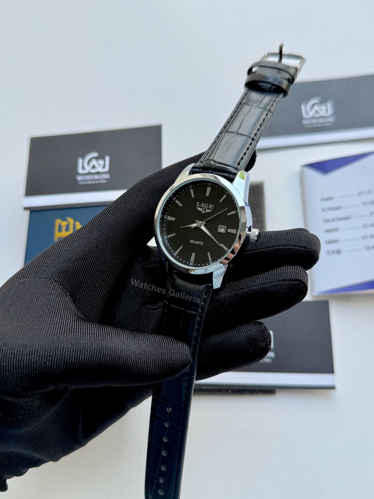 Lige Classic Dress Watch Quartz (Black) Lige89143 Watches Galleria