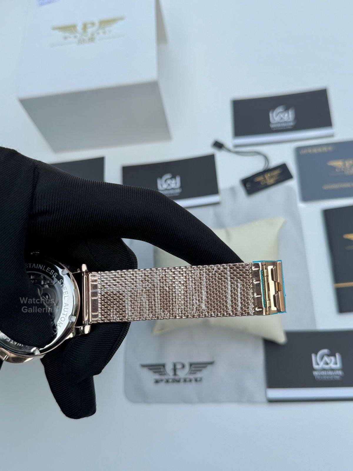 Pindu Design Casino Tourbillon Roulette Button Automatic (Gold Mesh Bracelet) P6628 Watches Galleria