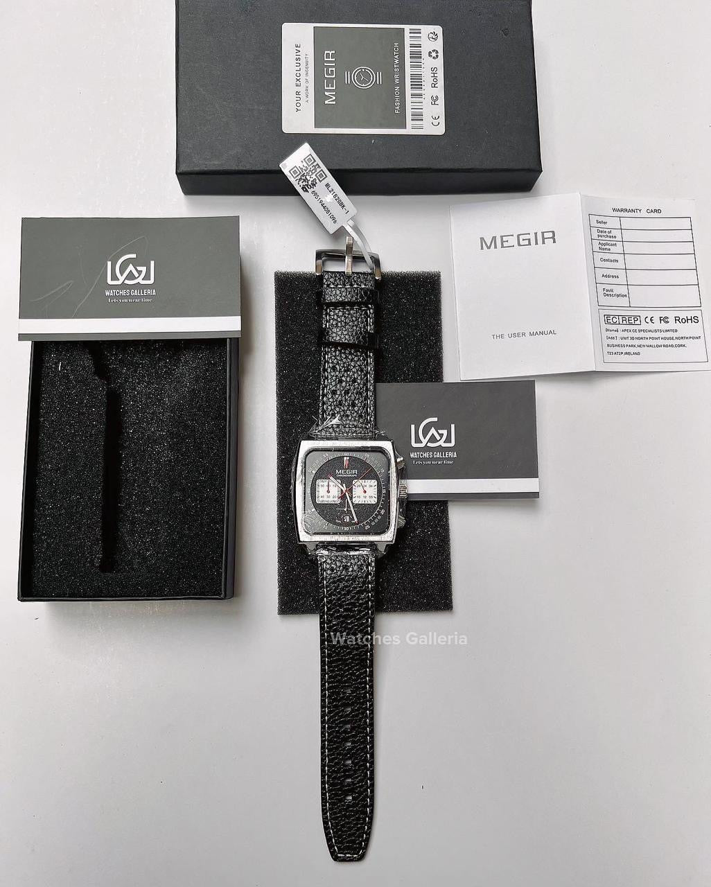 Megir Monaco Chronograph Quartz (Black) ML2182