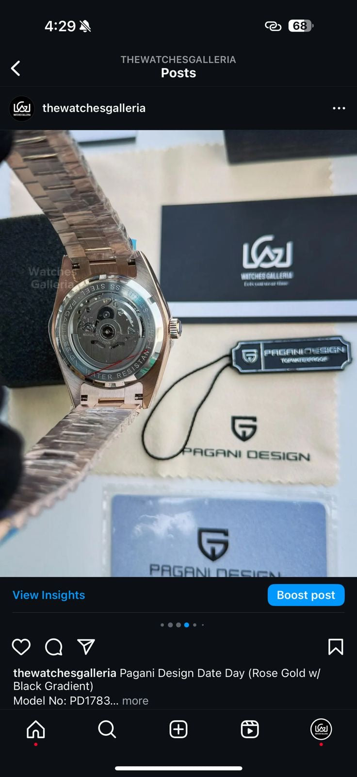Pagani Design Date Day Automatic (Rose Gold w/ Slate Ombre Dial) PD1783 Watches Galleria