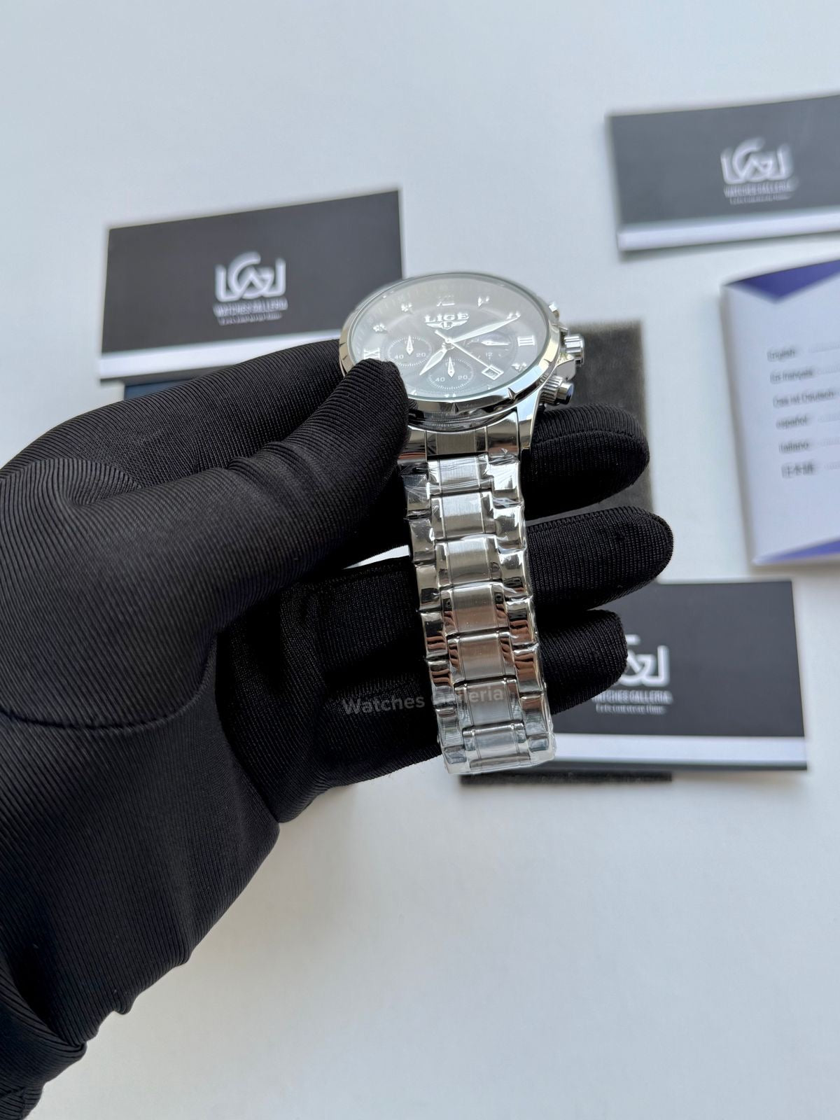 Lige Moonphase Chronograph Quartz (Black) lige89146 Watches Galleria