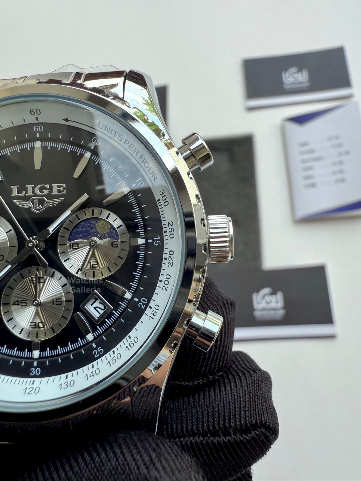 Lige Chronograph Quartz (Black) Lige8989 Watches Galleria