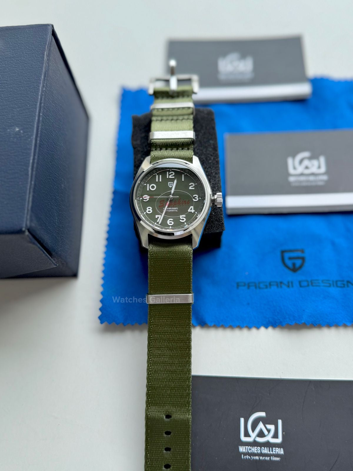Pagani Design Spirit Pilot Automatic (Green-Nylon Bracelet) PD1717 Watches Galleria