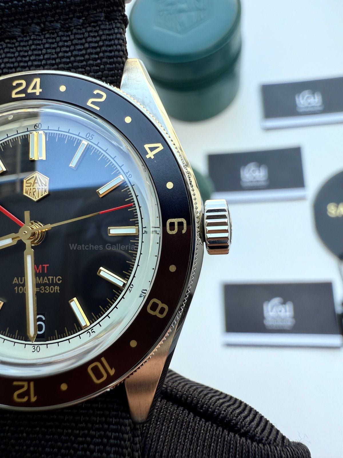 San Martin GMT RootBeer Automatic (Black Nato Straps) SN0116 Watches Galleria