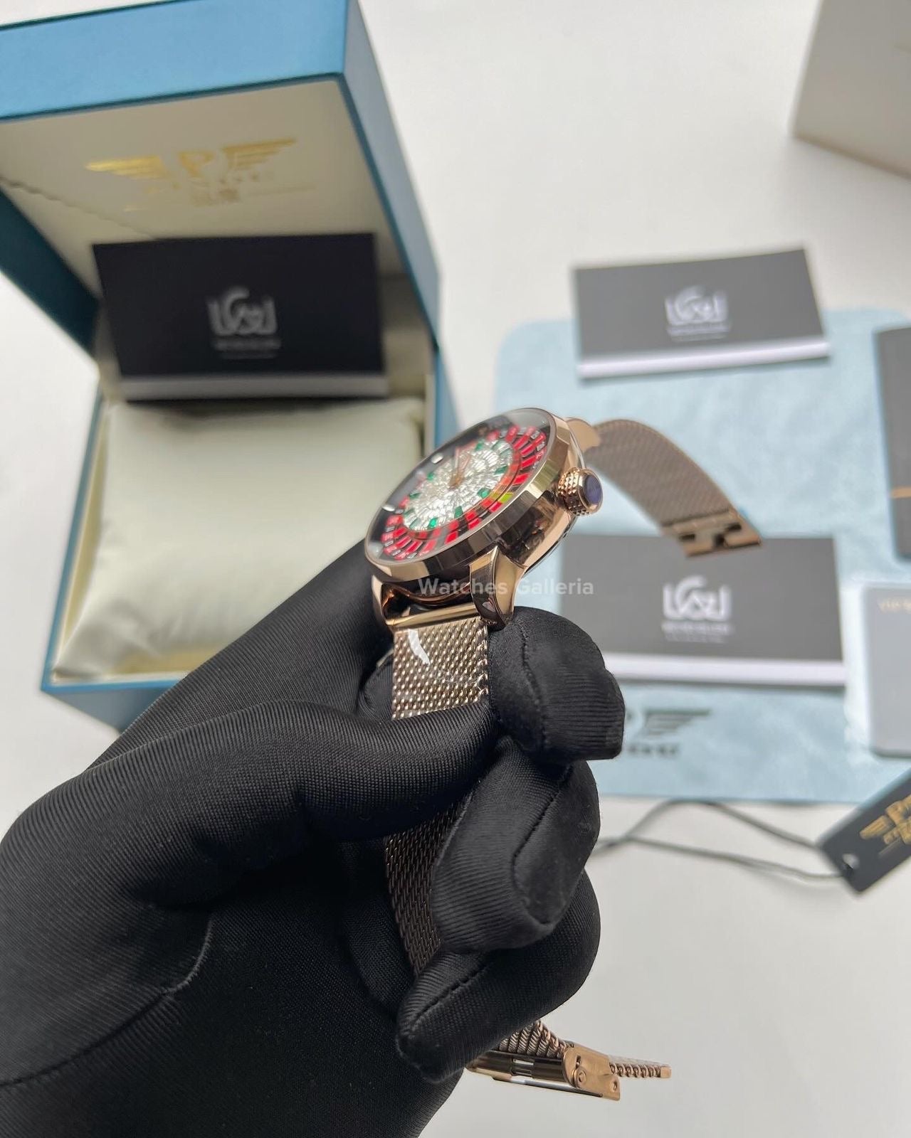 Pindu Design Casino Roulette Automatic (Baguette Cut Diamonds Dial) P6617 Watches Galleria